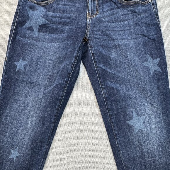 Cabi Womens Blue Denim Stars Slim Fit Boyfriend Jeans Cropped Rolled Cuffs Sz 6 - Picture 5 of 15